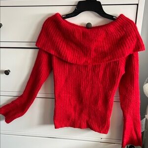 SHEIN Vibrant Red Off-Shoulder Sweater